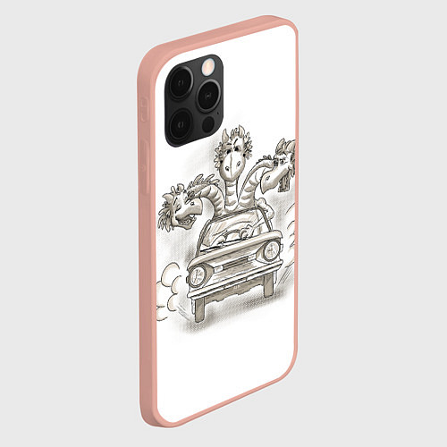 Чехол iPhone 12 Pro Max Змей Горыныч на Запорожце / 3D-Светло-розовый – фото 2