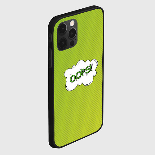 Чехол iPhone 12 Pro Max Oops на градиенте зеленом / 3D-Черный – фото 2