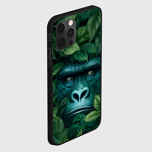 Чехол iPhone 12 Pro Max Горилла в кустах джунгли / 3D-Черный – фото 2