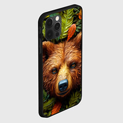 Чехол для iPhone 12 Pro Max Медведь в листьях, цвет: 3D-черный — фото 2