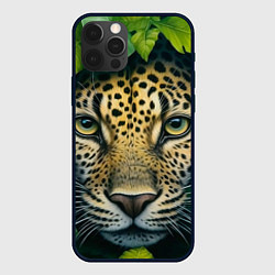 Чехол для iPhone 12 Pro Max Леопард в листьях, цвет: 3D-черный