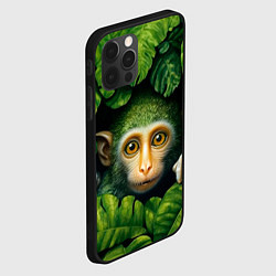 Чехол для iPhone 12 Pro Max Маленькая обезьянка в листьях, цвет: 3D-черный — фото 2