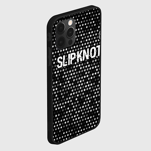 Чехол iPhone 12 Pro Max Slipknot glitch на темном фоне: символ сверху / 3D-Черный – фото 2