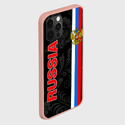 Чехол для iPhone 12 Pro Max Russia black style, цвет: 3D-светло-розовый — фото 2