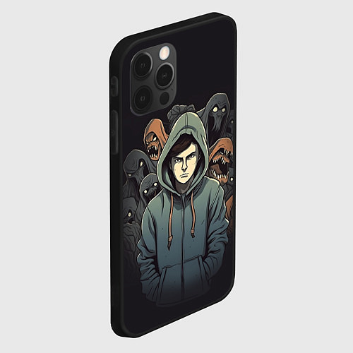 Чехол iPhone 12 Pro Max Крик страха / 3D-Черный – фото 2
