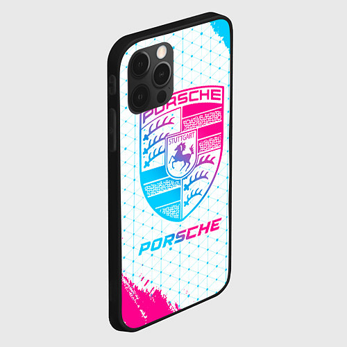 Чехол iPhone 12 Pro Max Porsche neon gradient style / 3D-Черный – фото 2