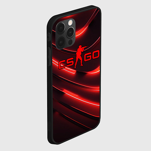 Чехол iPhone 12 Pro Max CS GO red neon / 3D-Черный – фото 2