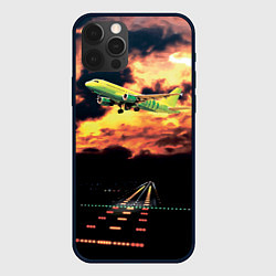 Чехол для iPhone 12 Pro Max Боинг 737 Суровый закат, цвет: 3D-черный