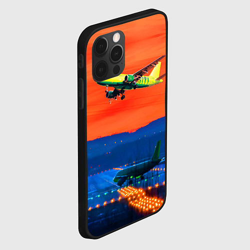 Чехол iPhone 12 Pro Max Боинг 737 на взлете / 3D-Черный – фото 2