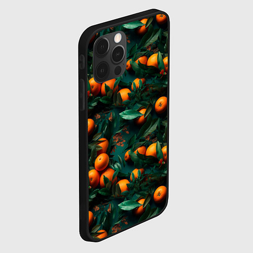 Чехол iPhone 12 Pro Max Яркие апельсины / 3D-Черный – фото 2
