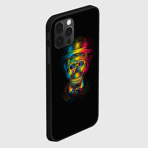 Чехол iPhone 12 Pro Max Трехцветный череп / 3D-Черный – фото 2