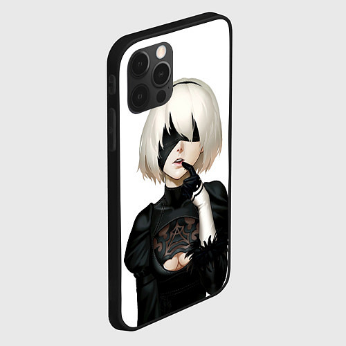 Чехол iPhone 12 Pro Max Nier: Automata - 2B Кибергражданка / 3D-Черный – фото 2