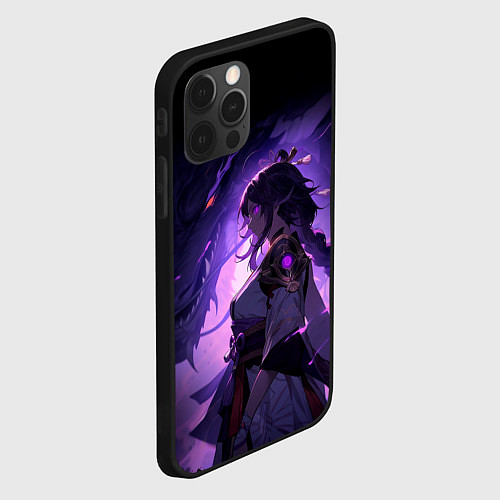 Чехол iPhone 12 Pro Max Мрачный геншин импакт - Raiden / 3D-Черный – фото 2