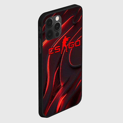 Чехол iPhone 12 Pro Max CSGO red abstract / 3D-Черный – фото 2