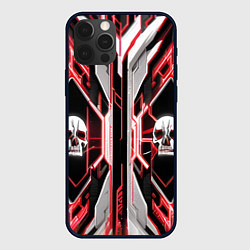 Чехол для iPhone 12 Pro Max Красные кибер черепа, цвет: 3D-черный