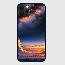 Чехол для iPhone 12 Pro Max Млечный путь и облака на закате, цвет: 3D-черный
