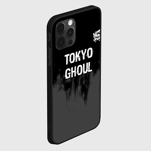 Чехол iPhone 12 Pro Max Tokyo Ghoul glitch на темном фоне: символ сверху / 3D-Черный – фото 2