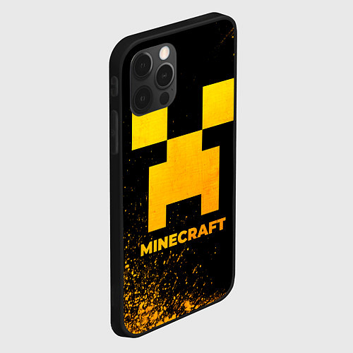 Чехол iPhone 12 Pro Max Minecraft - gold gradient / 3D-Черный – фото 2