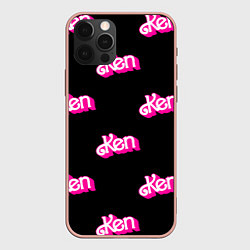 Чехол для iPhone 12 Pro Max Логотип Кен - патерн, цвет: 3D-светло-розовый
