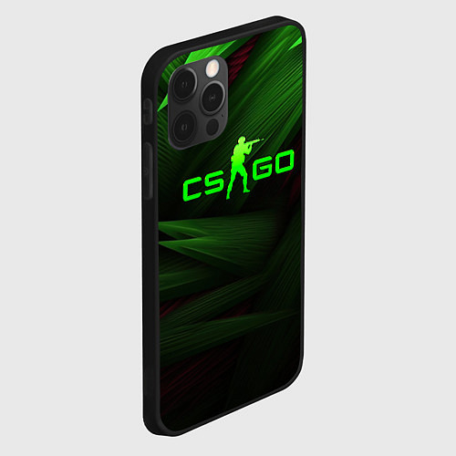 Чехол iPhone 12 Pro Max CS GO green logo / 3D-Черный – фото 2