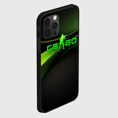 Чехол iPhone 12 Pro Max CS GO black green logo / 3D-Черный – фото 2