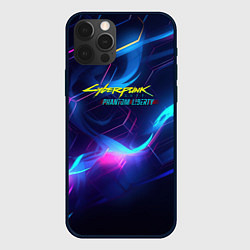 Чехол для iPhone 12 Pro Max Cyberpunk phantom logo neon, цвет: 3D-черный