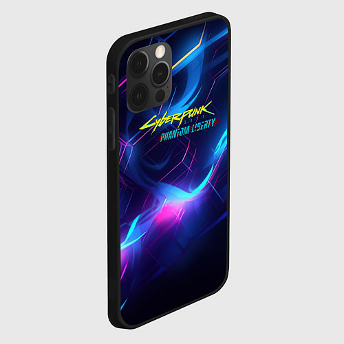 Чехол iPhone 12 Pro Max Cyberpunk phantom logo neon / 3D-Черный – фото 2