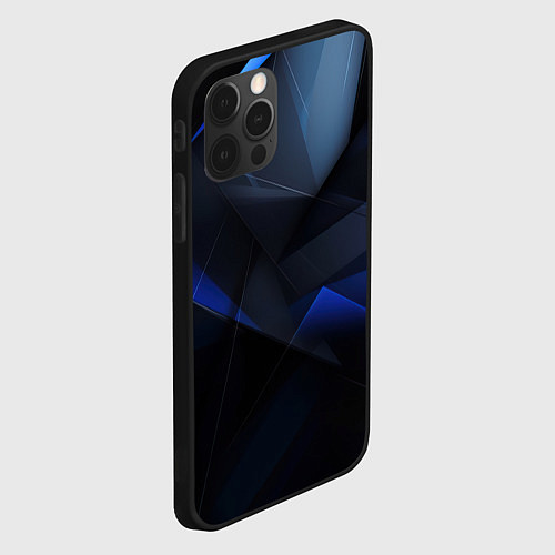 Чехол iPhone 12 Pro Max Черная и голубая текстура / 3D-Черный – фото 2