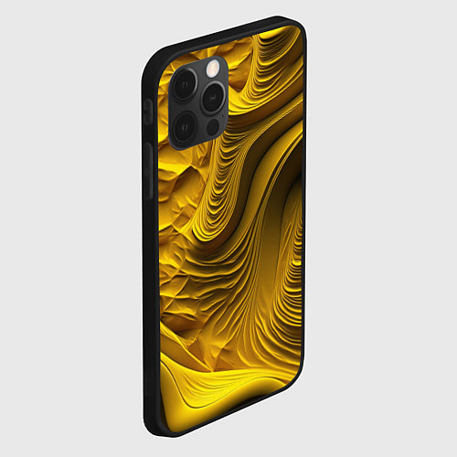 Чехол iPhone 12 Pro Max Объемная желтая текстура / 3D-Черный – фото 2