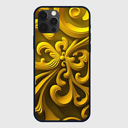 Чехол для iPhone 12 Pro Max Желтый объемный узор, цвет: 3D-черный