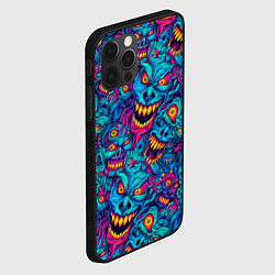 Чехол для iPhone 12 Pro Max Неоновые монстры - graffiti art style pattern, цвет: 3D-черный — фото 2