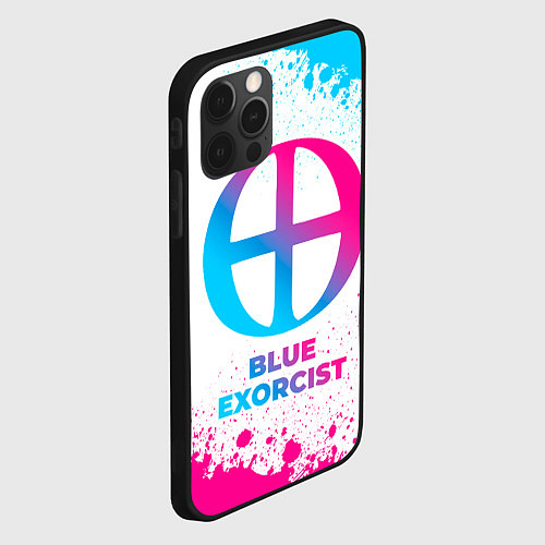 Чехол iPhone 12 Pro Max Blue Exorcist neon gradient style / 3D-Черный – фото 2