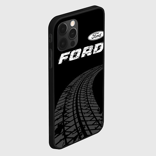 Чехол iPhone 12 Pro Max Ford speed на темном фоне со следами шин: символ с / 3D-Черный – фото 2