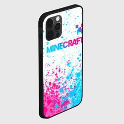 Чехол для iPhone 12 Pro Max Minecraft neon gradient style: символ сверху, цвет: 3D-черный — фото 2