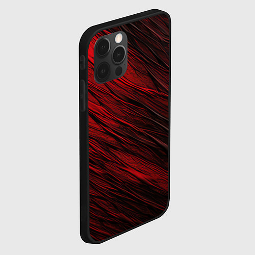 Чехол iPhone 12 Pro Max Black red texture / 3D-Черный – фото 2