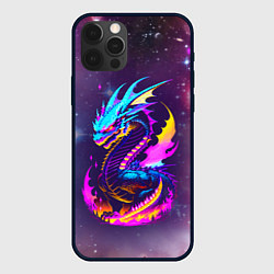 Чехол для iPhone 12 Pro Max Space dragon - neon glow - neural network, цвет: 3D-черный