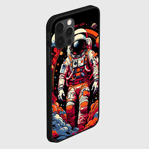 Чехол iPhone 12 Pro Max Астронавт и скопление планет / 3D-Черный – фото 2