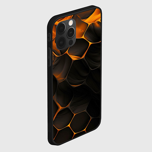 Чехол iPhone 12 Pro Max Оранжевые плиты паттерн / 3D-Черный – фото 2