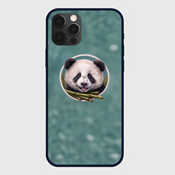 Чехол для iPhone 12 Pro Max Милая мордочка панды с бамбуком, цвет: 3D-черный