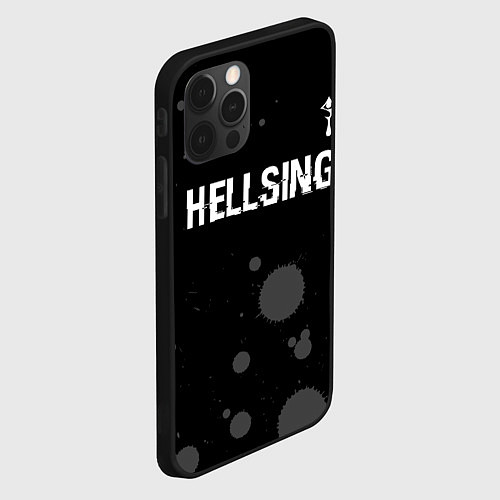 Чехол iPhone 12 Pro Max Hellsing glitch на темном фоне: символ сверху / 3D-Черный – фото 2