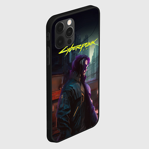 Чехол iPhone 12 Pro Max Cyberpunk 2077 - Keanu Reeves / 3D-Черный – фото 2