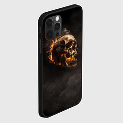 Чехол для iPhone 12 Pro Max Горящий череп в дыму, цвет: 3D-черный — фото 2