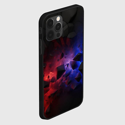 Чехол iPhone 12 Pro Max Синие и красные абстрактные элементы / 3D-Черный – фото 2
