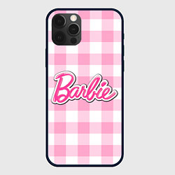 Чехол для iPhone 12 Pro Max Барби лого розовая клетка, цвет: 3D-черный