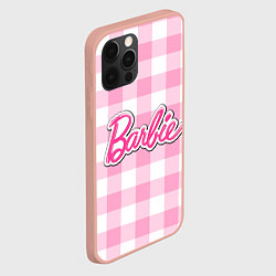 Чехол для iPhone 12 Pro Max Барби лого розовая клетка, цвет: 3D-светло-розовый — фото 2