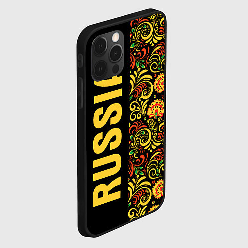 Чехол iPhone 12 Pro Max Russia хохлома / 3D-Черный – фото 2