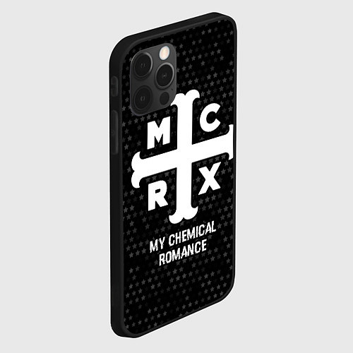 Чехол iPhone 12 Pro Max My Chemical Romance glitch на темном фоне / 3D-Черный – фото 2