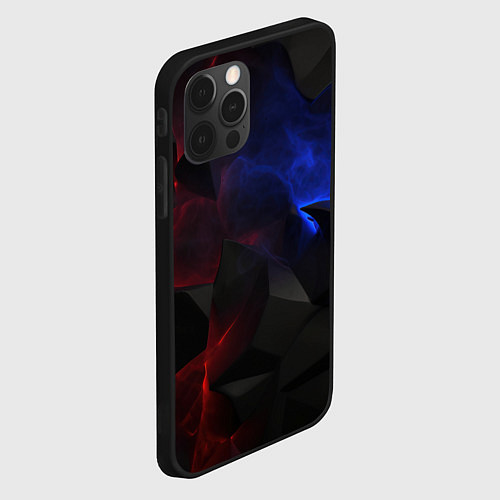Чехол iPhone 12 Pro Max Синие черные красные плиты / 3D-Черный – фото 2