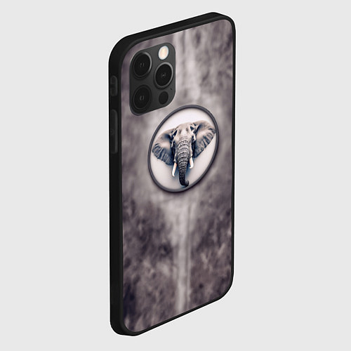 Чехол iPhone 12 Pro Max Слон с хоботом / 3D-Черный – фото 2