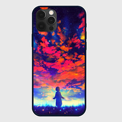 Чехол для iPhone 12 Pro Max Anime girl sky, цвет: 3D-черный